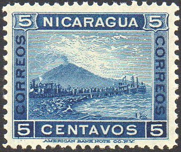 timbres-poste sellos postales stamps Nicaragua Momotombo Volcano & Train 1900